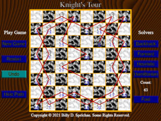 Knight's Tour with Solvers
